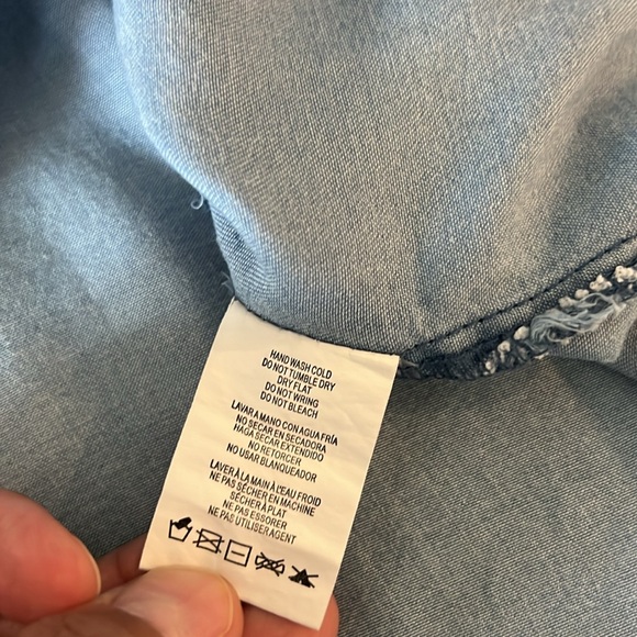 THREAD & SUPPLY Chambray Denim Bell Sleeve Top - Picture 8 of 9